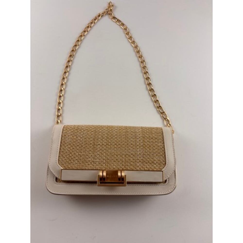 Reiss Lexi Raffia White Gold Chain Shoulder Bag - Picture 5 of 12